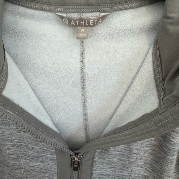 Athleta Medium Fitted Victory Hoodie Grey Heather Sweatshirt Workout Jacket - Picture 4 of 15